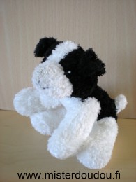 Doudou Chien Anna club plush Noir blanc Il lui manque un oeil en plastique noir.