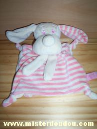 Doudou Chien Anna club plush Rayé beige rose écharpe beige Bruit de papier dans le corp plat