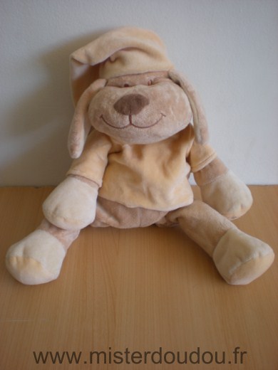 Doudou Chien Babiage Beige tshirt bonnet rose clair Attention ne possède plus son boitier sonore