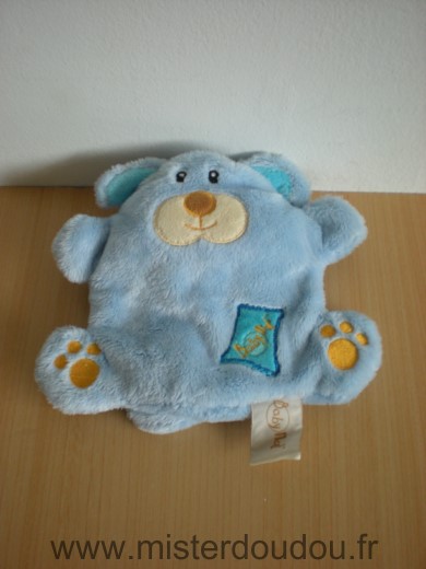 Doudou Chien Baby nat Bleue semi plat 