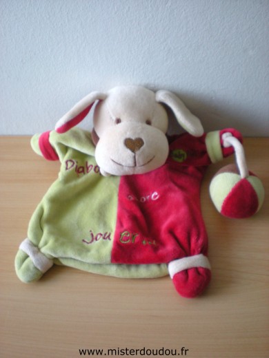 Doudou Chien Baby nat Rouge vert, diabolo adore jouer 