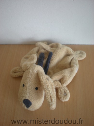 Doudou Chien Baby sun Beige foulard bleu nez bleu 