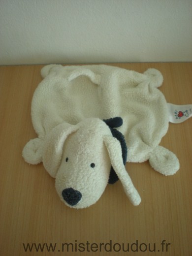 Doudou Chien Babyclub Blanc foulard bleu marine 