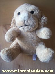 Doudou Chien Bébisol Beige nez blanc 