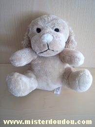 Doudou Chien Bébisol Beige nez blanc 