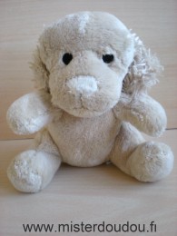 Doudou Chien Bébisol Beige nez blanc 