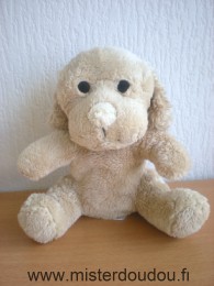 Doudou Chien Bébisol Beige nez blanc 