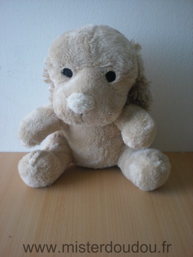 Doudou Chien Bébisol Beige nez ecru 