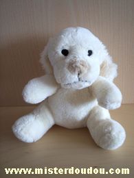 Doudou Chien Bébisol Ecru nez beige 