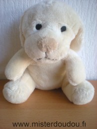 Doudou Chien Bébisol Ecru nez beige 