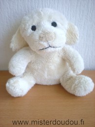 Doudou Chien Bébisol Ecru nez beige 