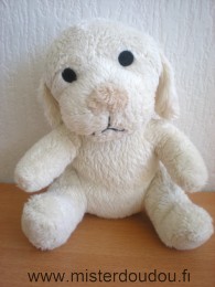 Doudou Chien Bébisol Ecru nez beige 