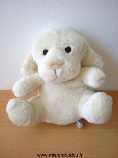 Doudou Chien Bébisol Ecru nez beige 