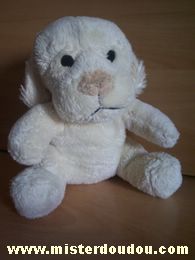 Doudou Chien Bébisol Ecru nez beige 