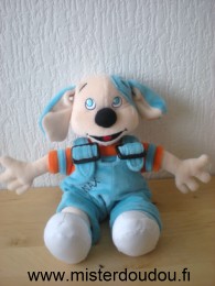 Doudou Chien Berchet Max salopette bleue 