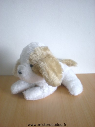 Doudou Chien Boulgom Peluche blanc marron 