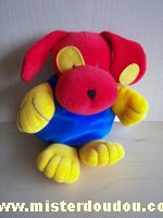 Doudou Chien Buathier Bleu rouge jaune 