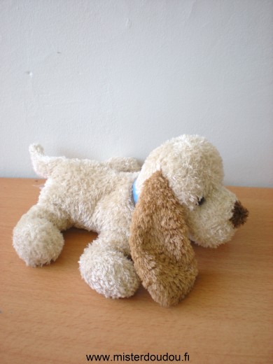 Doudou Chien Cmp Beige collier bleu 