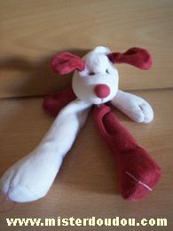 Doudou Chien Cmp Ecru bordeau Chien longues pattes