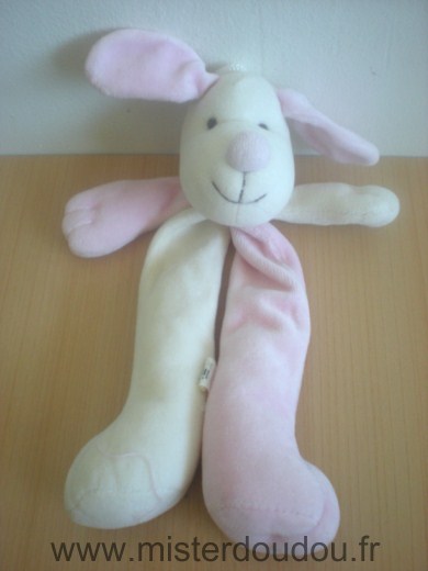 Doudou Chien Cmp Rose blanc 