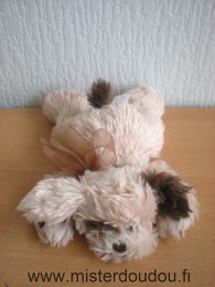 Doudou Chien Cobico Beige marron ruban sois marron Boite sonore ne fonctionne plus