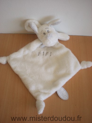 Doudou Chien Dimpel Fifi blanc gris 