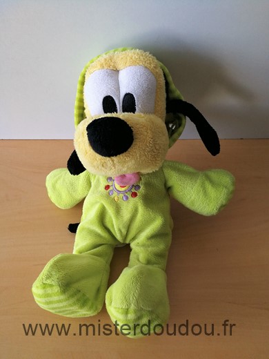 Doudou Chien Disney Pluto jaune pyjama vert 