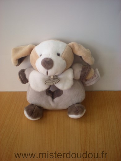 Doudou Chien Doudou et compagnie Alinea gris beige blanc 