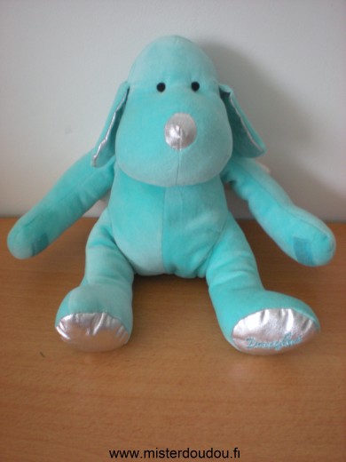 Doudou Chien Douglas Bleu turquoise avec des ailes blanches dans le dos 