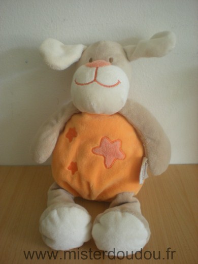 Doudou Chien Doukidou Orange beige etoiles 