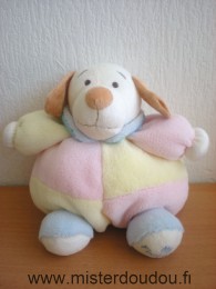 Doudou Chien Fantasy toys Rose bleu jaune pastels brodé my first baby 