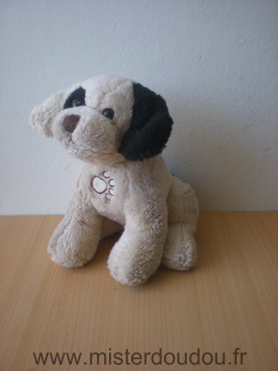 Doudou Chien Gipsy Beige noir Fait wouaf wouaf quand on appuie sur son ventre