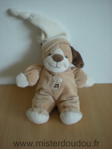 Doudou Chien Gipsy Marron bonnet beige Boite sonore ne fonctionne plus