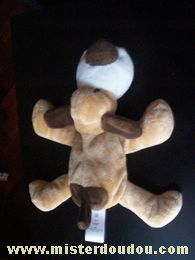 Doudou Chien H et m Marron beige blanc 