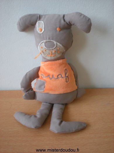 Doudou Chien Jardin dulysse Marron orange ouaf 