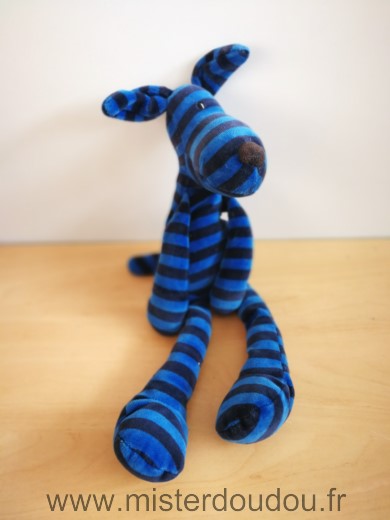 Doudou Chien Jellycat Rauyres bleues noires 