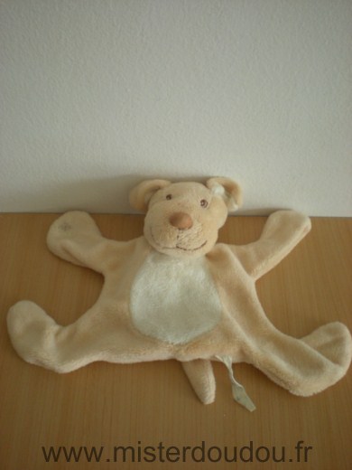 Doudou Chien Jollybaby Beige blanc Une patte un peu usee