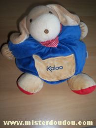 Doudou Chien Kaloo Bleu beige rouge 