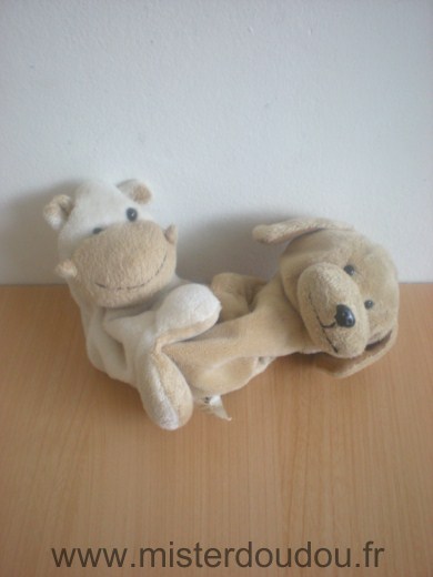 Doudou Chien L dake Beige marron chien vache 