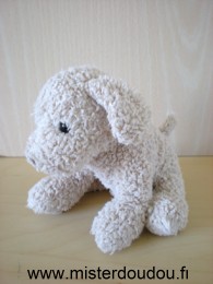 Doudou Chien La pelucherie Beige Billes marrons pour les yeux nez cousus marron