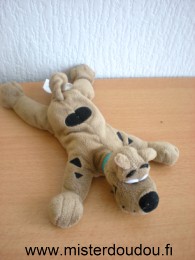 Doudou Chien Lansay Scooby-doo marron taches noires  collier bleu 