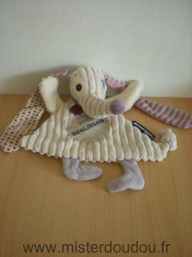 Doudou Chien Les deglingos Deglingos nono le chien beige 