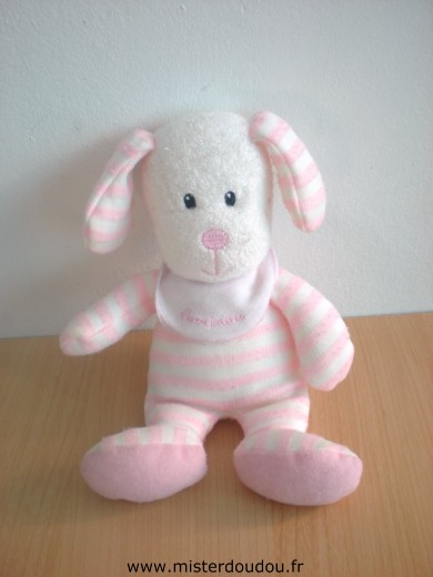 Doudou Chien Luminou Rose blanc 