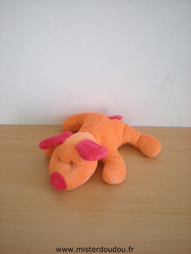 Doudou Chien Marese Orange oreilles nez rouges 