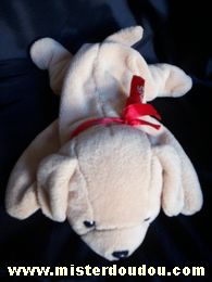 Doudou Chien - Marque non connue - Beige Ruban rouge avec écrit 