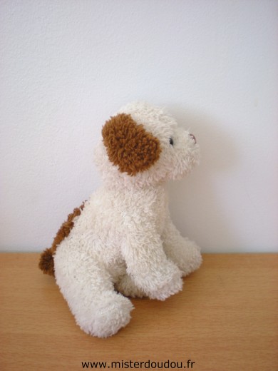 Doudou Chien 0 Ecru marron Billes noires pour les yeux