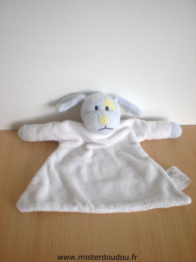 Doudou Chien - Marque non connue - Tissus eponge blanc bleu cocard jaune 