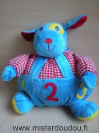 Doudou Chien - Marque non connue - Vichy rouge salopette bleue 123 