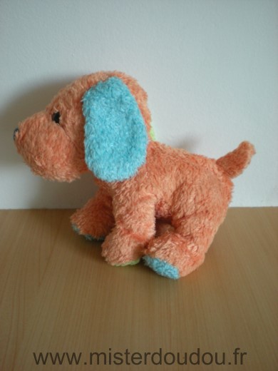 Doudou Chien Maxita Orange bleu vert 