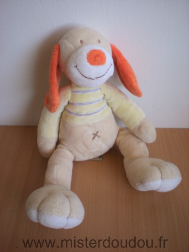 Doudou Chien Mots d enfants Beige jaune orange 